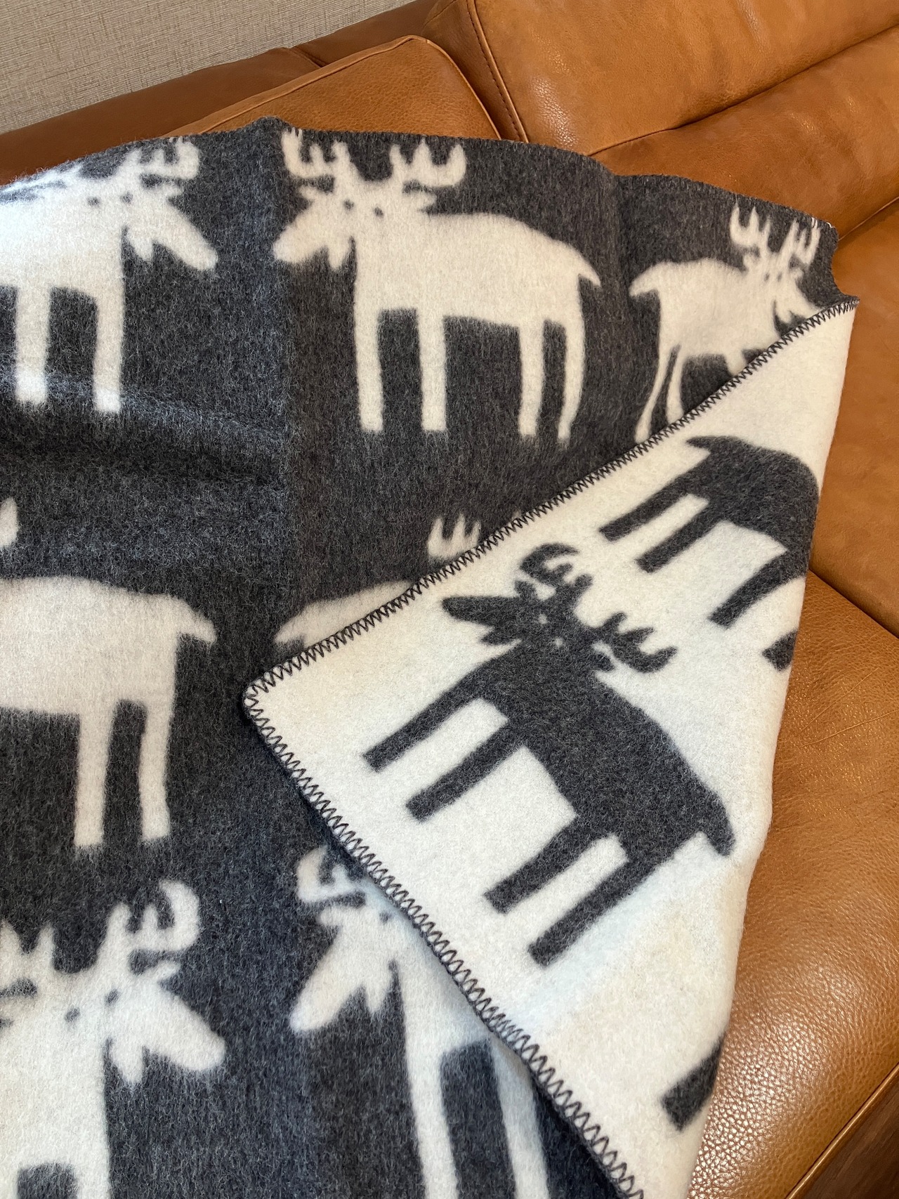 ロロスツイード エルク ブランケット グレー/ナチュラル 90×135