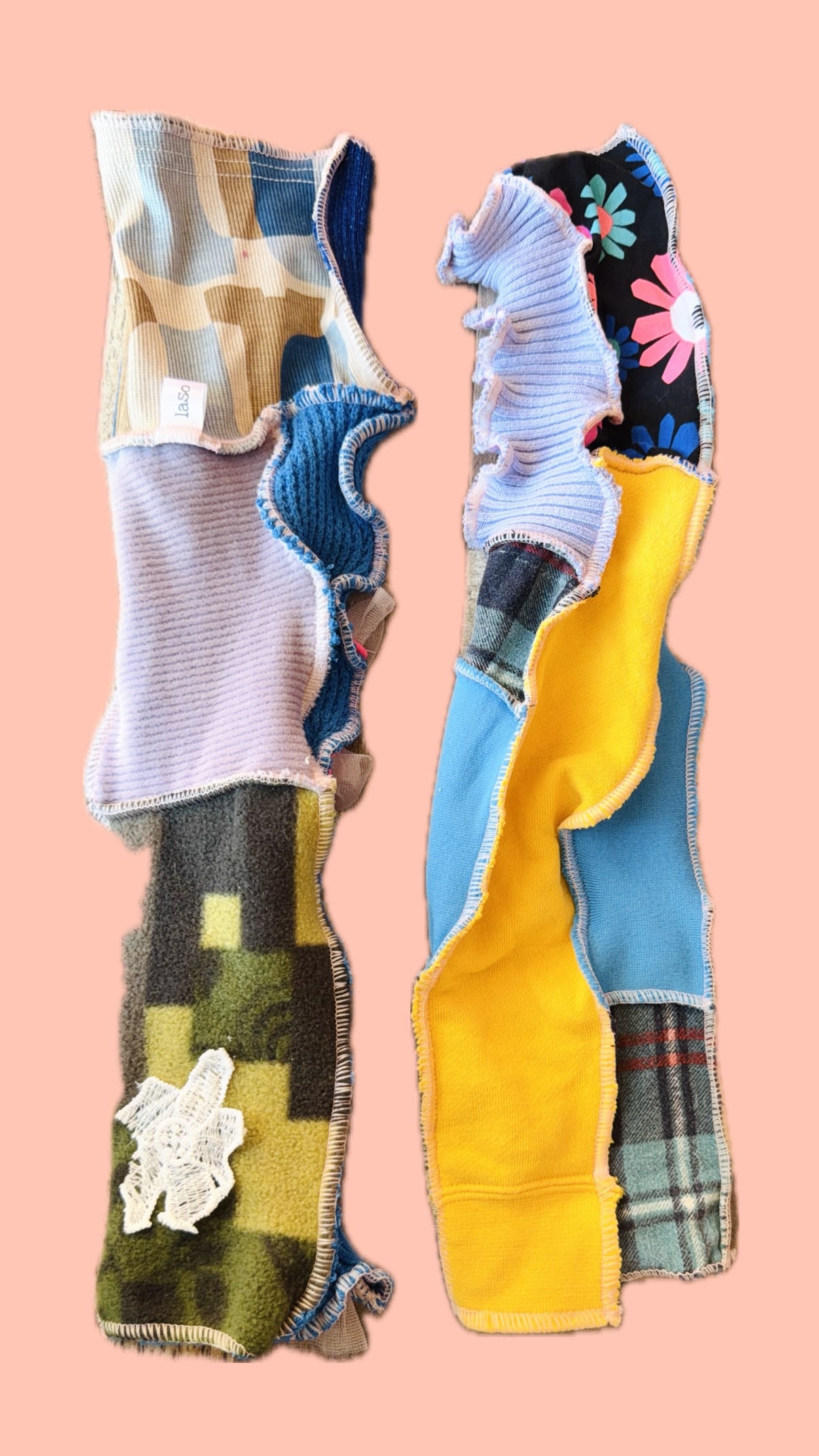 ■patchwork arm cover(longlong)■pastel furifuri