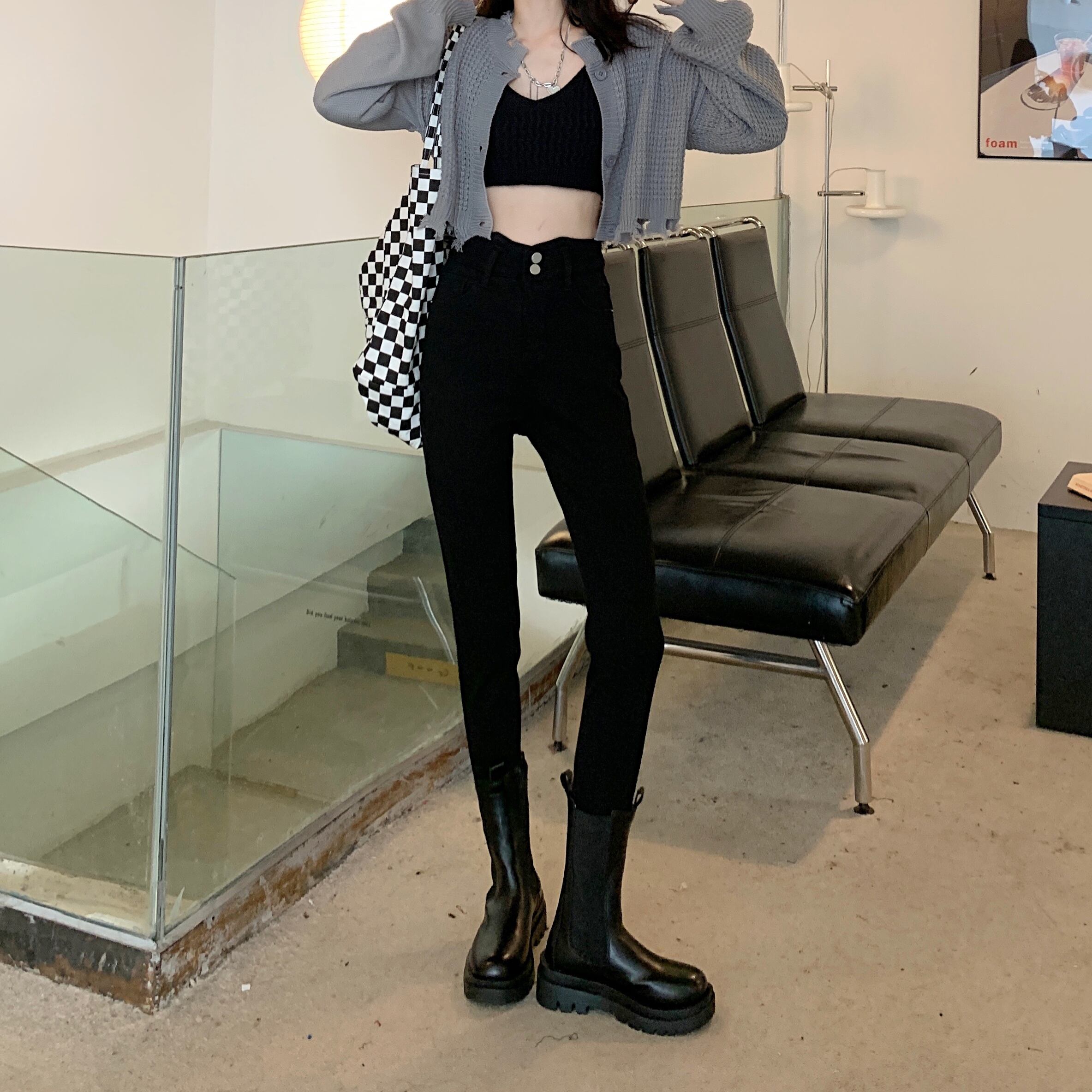 ジーンズ ハイウェストウェストベルベットパンツ オータム 秋物 ウィンター 冬物 1号婦人78979913698