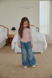 韓国子供服 / 26Autumn / 〖取寄〗Melikey / 切替ワイドデニムパンツ / 女子服 *XS~JM*