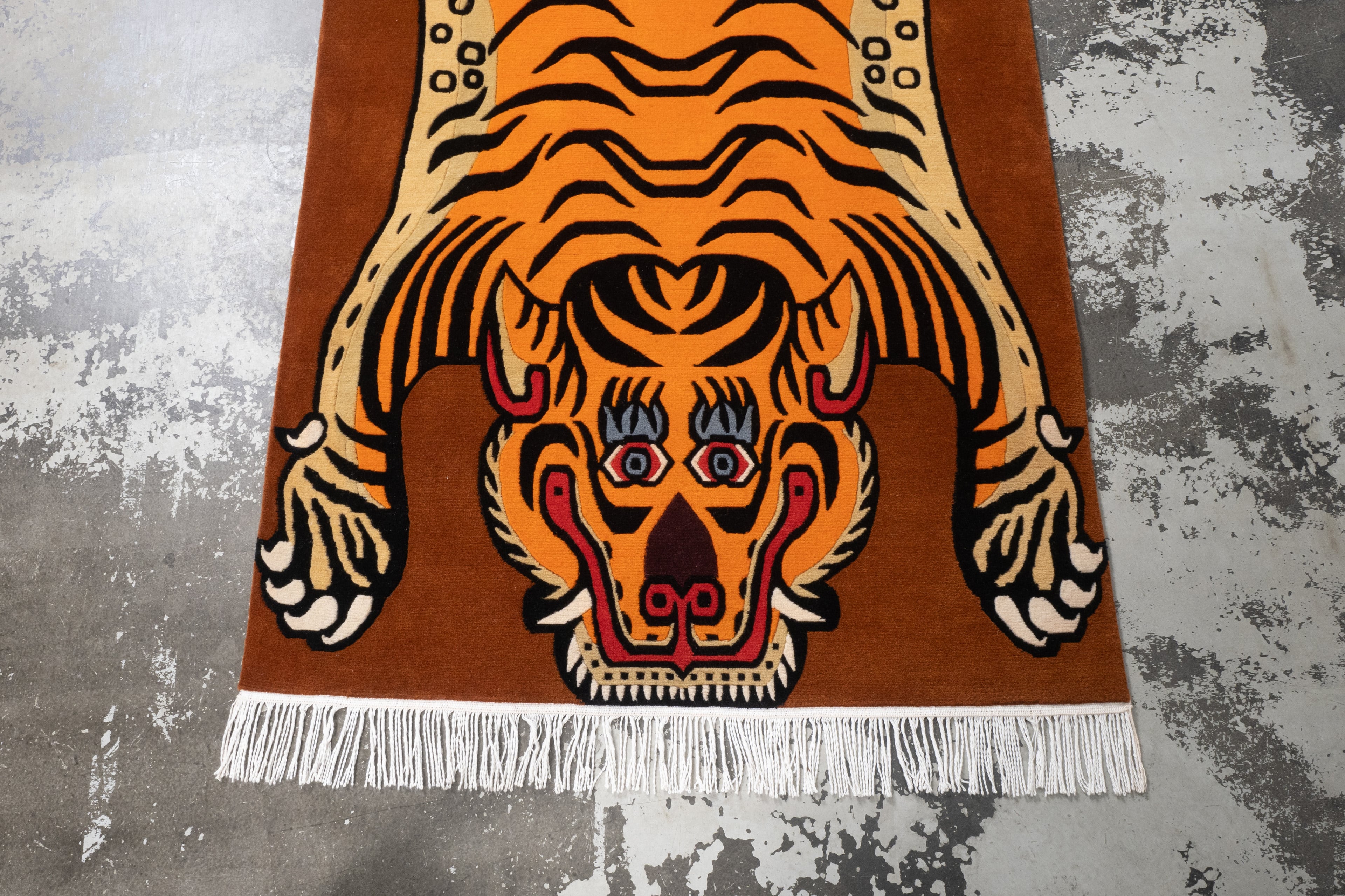 【お値下げ】チベタンタイガーラグ　Lサイズ　ウール　slowtiger Tibetan Tiger Rug 《Lサイズ•ウール076》チベタンタイガーラグ