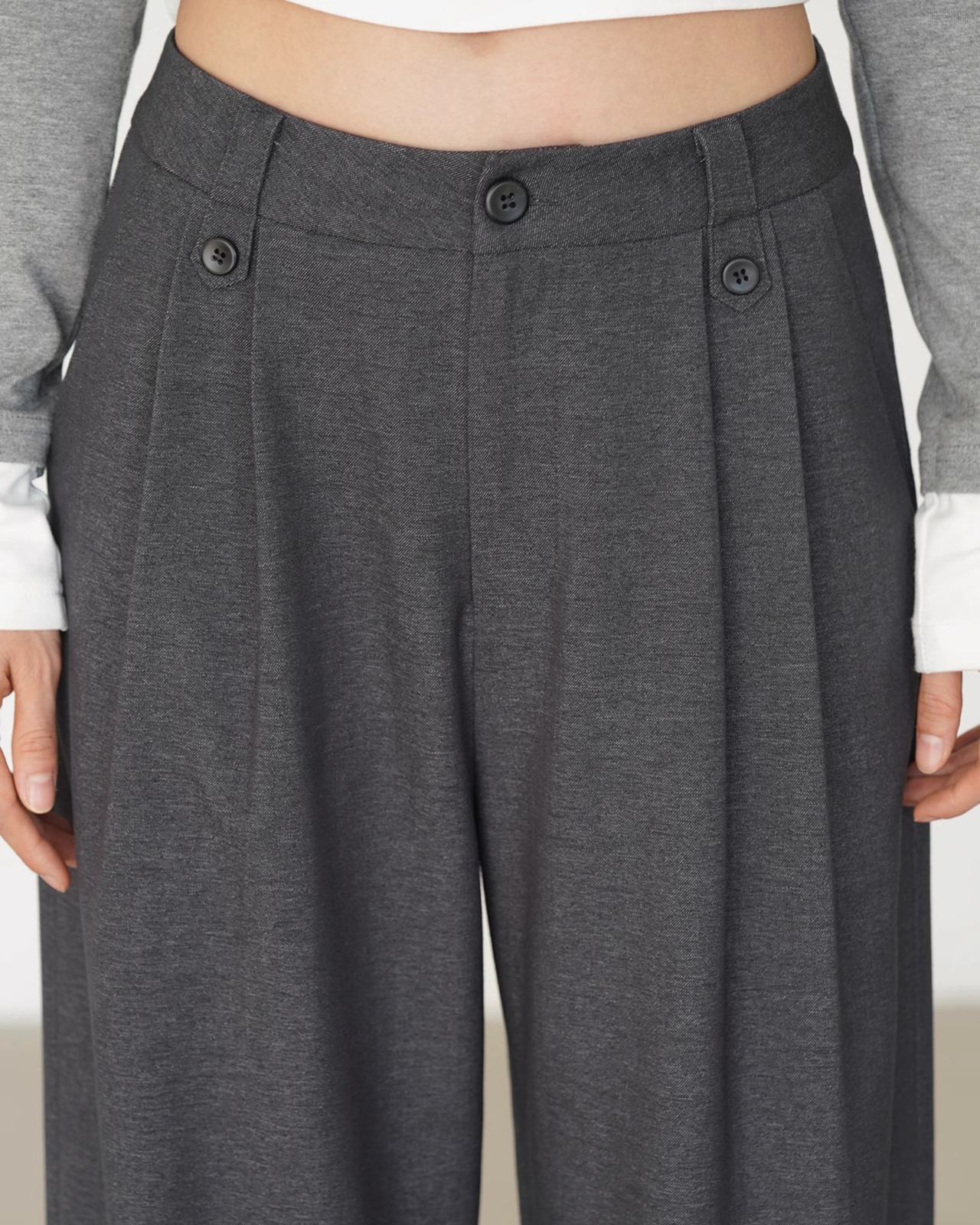 Tuck waist wide Pants T20473