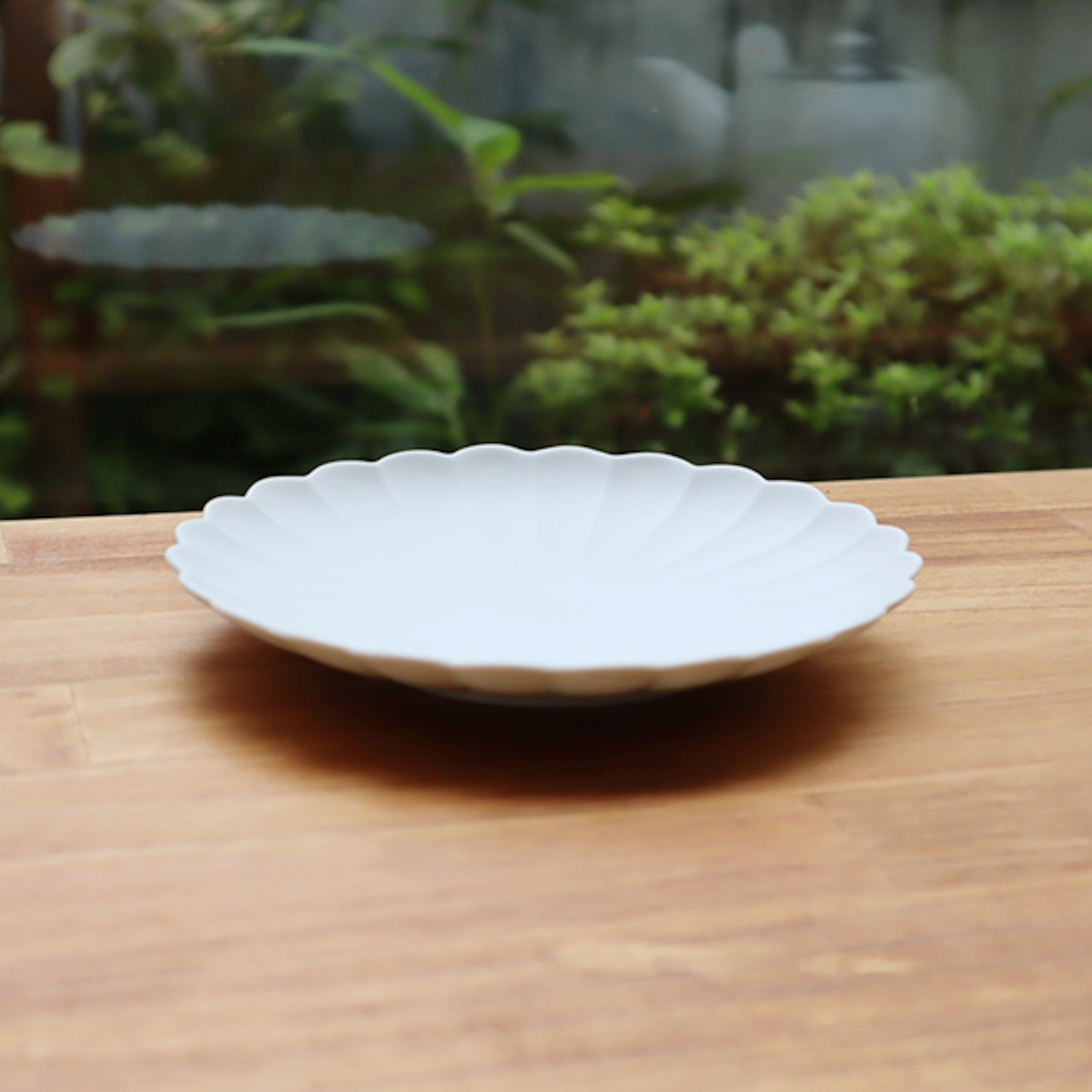 【アウトレット】有田焼　太白菊割５寸皿　まるふくオリジナル（Silk）100-040