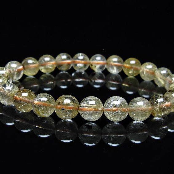 タイチンルチルクォーツ ブレスレット 8mm ルチルクォーツ ブレス 一点物  111-41667