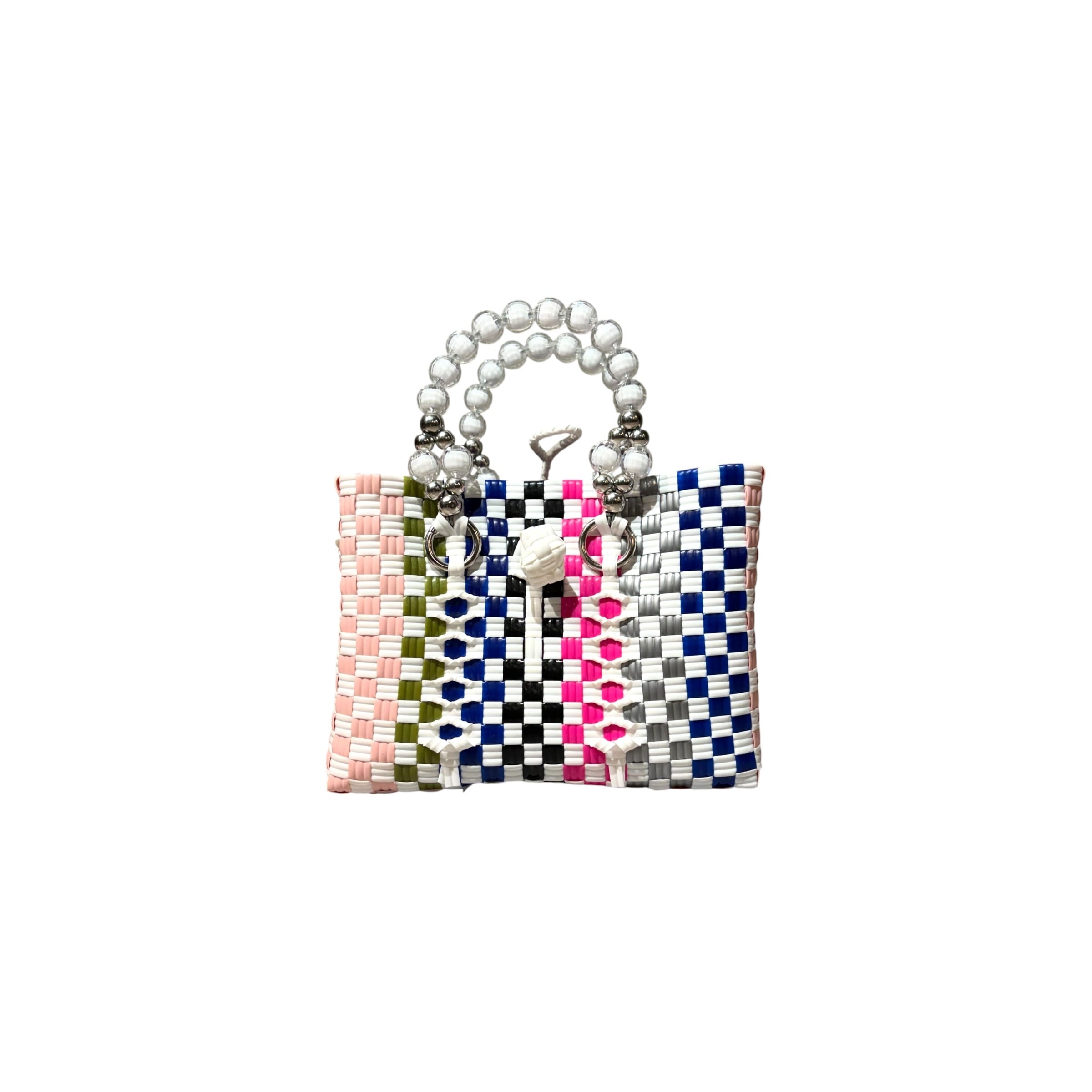 BEADS HANDLE MINI BAG - WHITE / XS