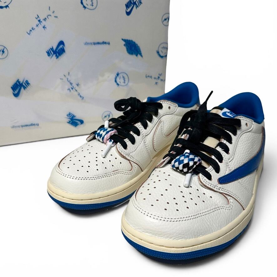 Like-new condition ◇ Travis Scott × fragment design × Nike Air Jordan 1 Low OG “Sail/Military Blue” DM7866-104 Low-top Sneakers