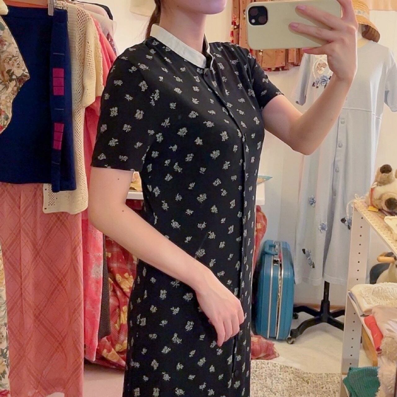 mini rose stand collar one-piece