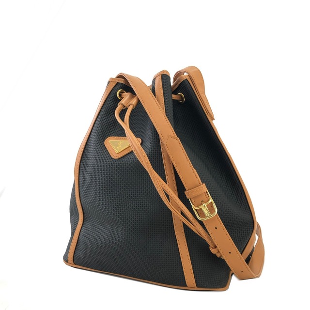 Yves Saint Laurent イヴ サンローラン YSL ロゴ 巾着 ドローストリング ショルダーバッグ ブラウン vintage ヴィンテージ オールド xsyy46