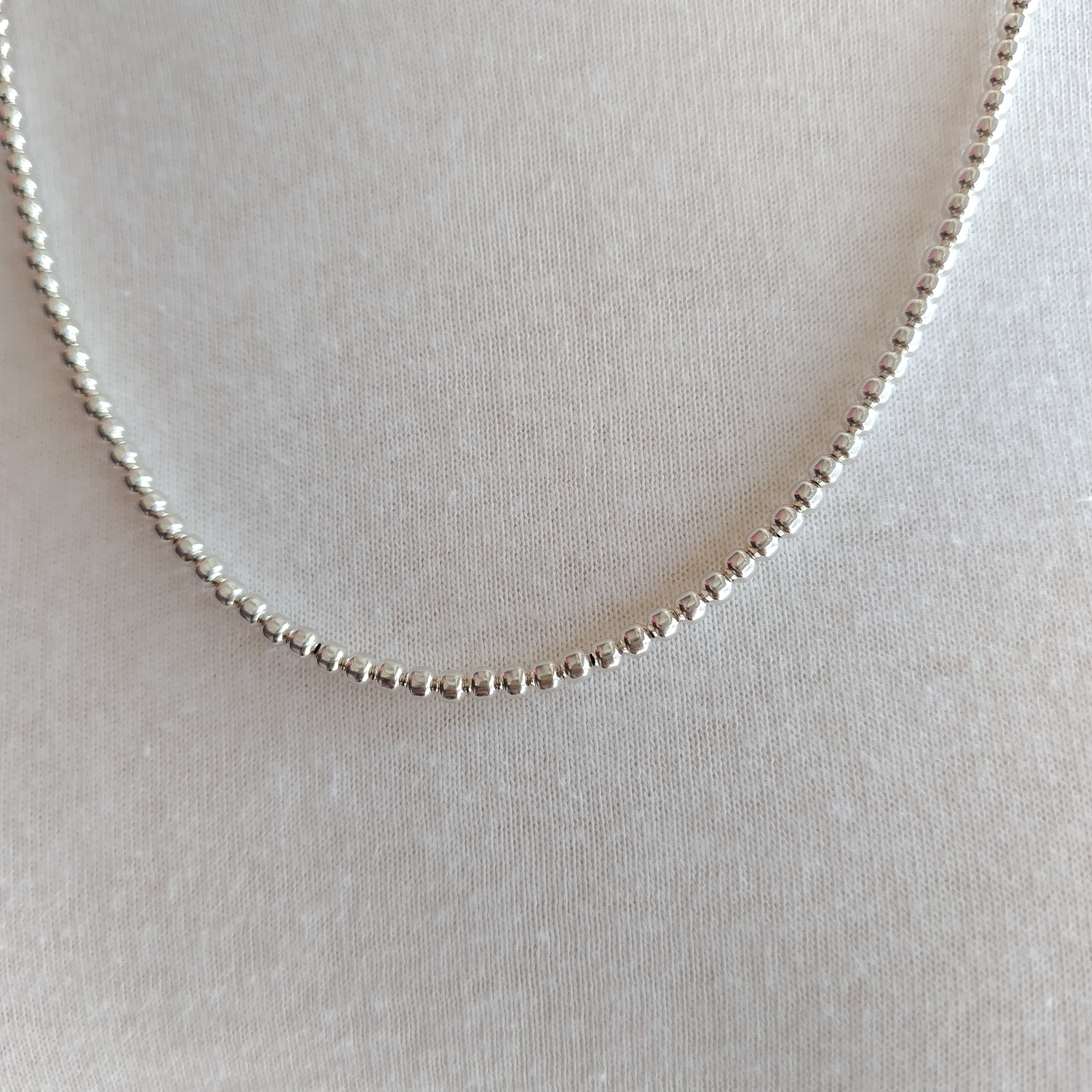 3mm玉 60cm ナバホパール シルバーネックレス インディアンジュエリー  