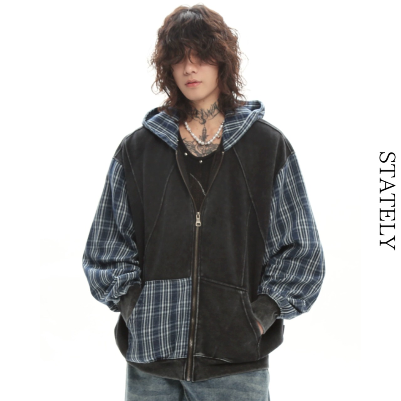 Plaid Docking ウォッシュドジップ ジャケット/2color_O97・画像6