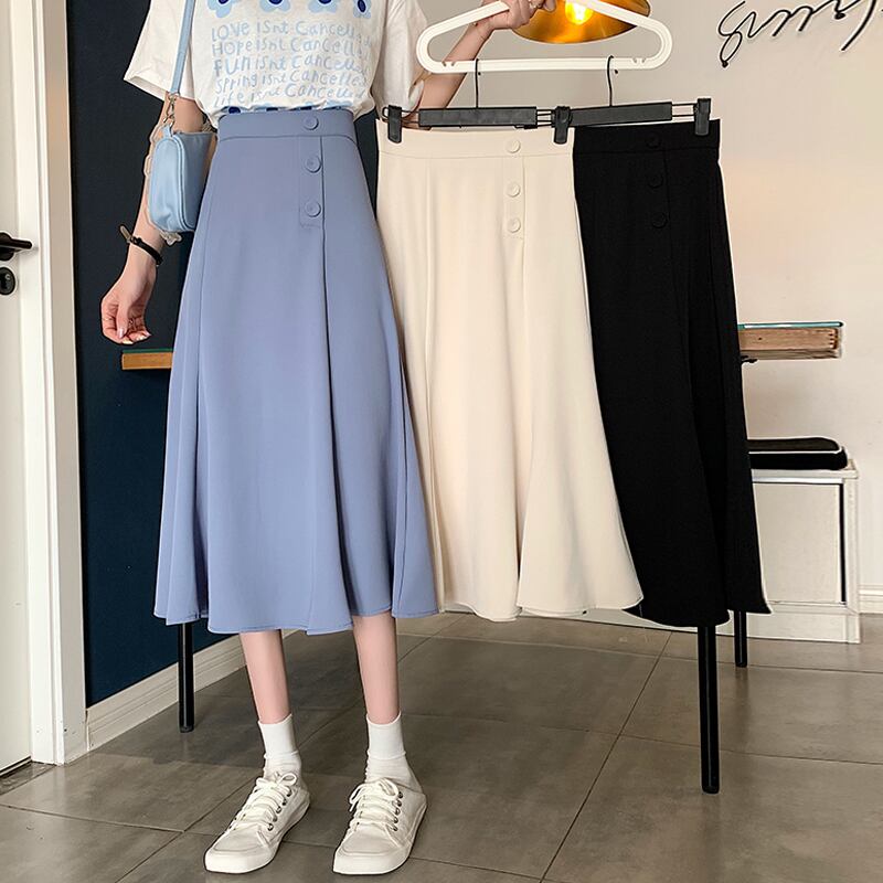 ウェストプリーツスカート サマーAラインロング 夏物 スーパーモール27157971939