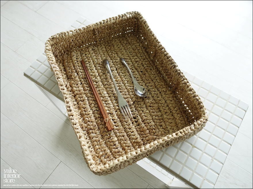 天然素材 バスケットagel 小物入れ 収納 かご 手編み 入れ物 ナチュラルインテリア 天然草 W37 x D29 x H9cm