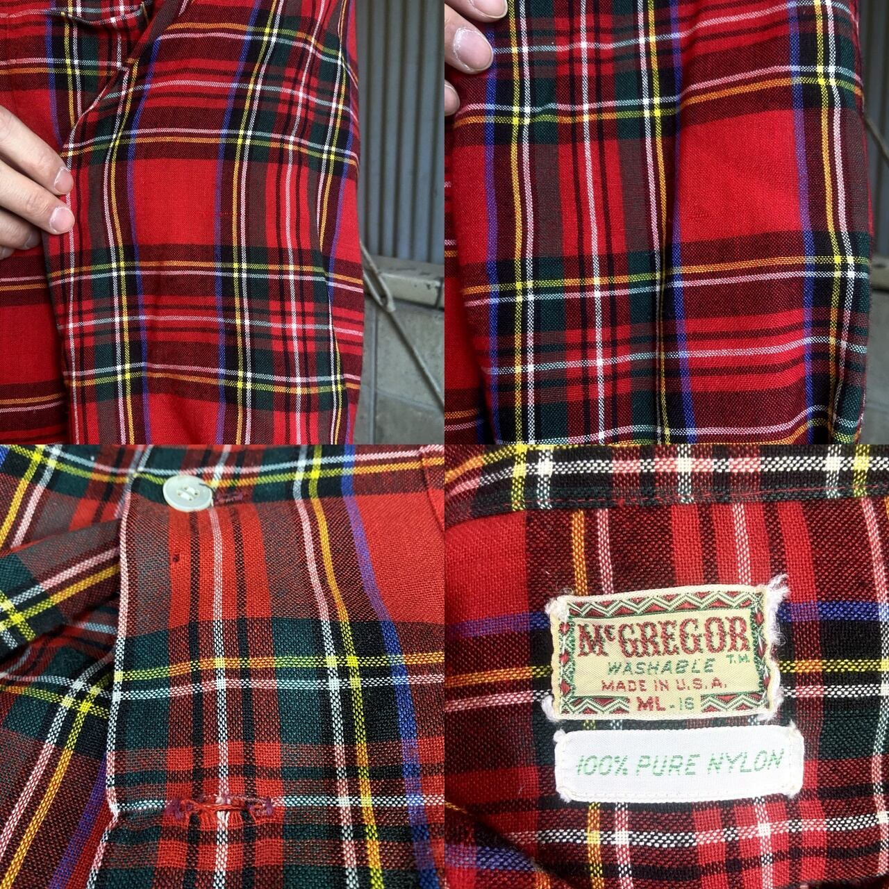 50年代 USA製 McGREGOR マックレガー タータンチェック柄 ナイロン  