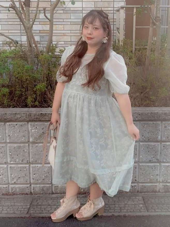オーガンジーレイヤードロングワンピース 大人かわいい 透け感 ロング丈 フレア 花柄 フリル 大きいサイズ 韓国 Ch4635 可愛い大きいサイズ 韓国レディースファッション通販 Chulachula チュラチュラ