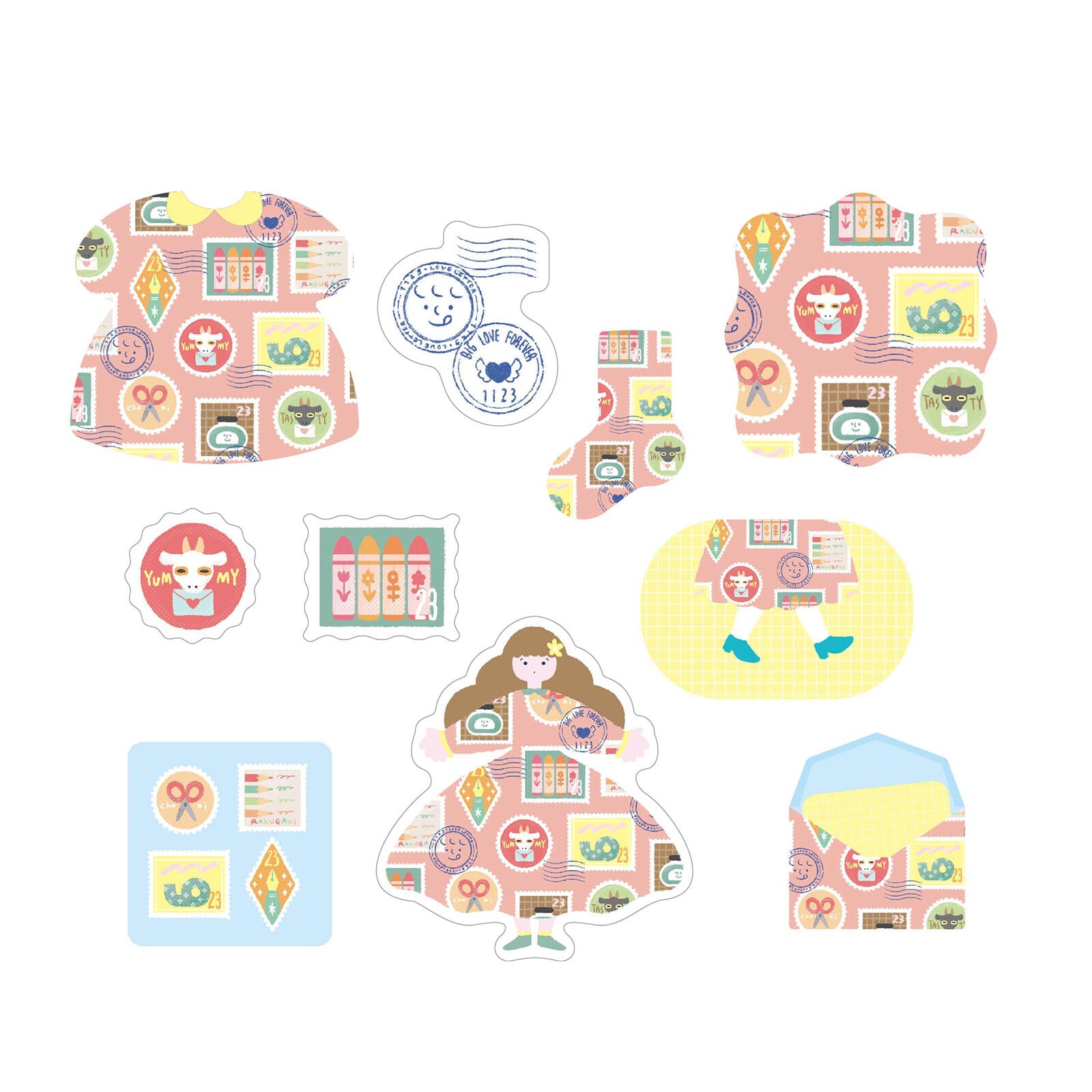ﾜｰﾙﾄﾞｸﾗﾌﾄ】Charmy patternフレークシール stamp フレークシール 洋服