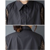 レイヤード風 シースルー シャツワンピース 30159