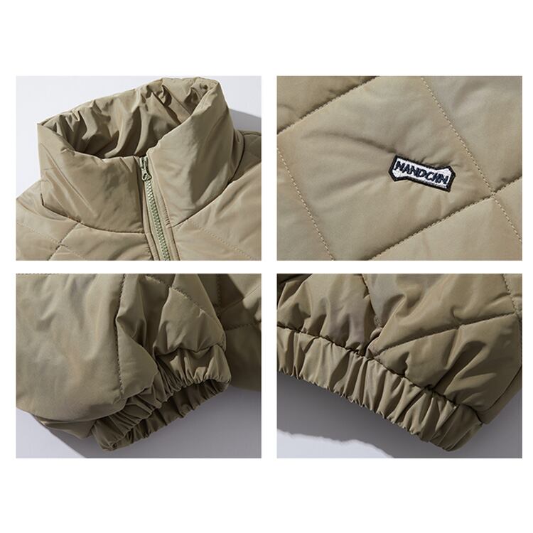 ★RETRO LOZENGE COTTON STAND COLLAR COAT　　　20372