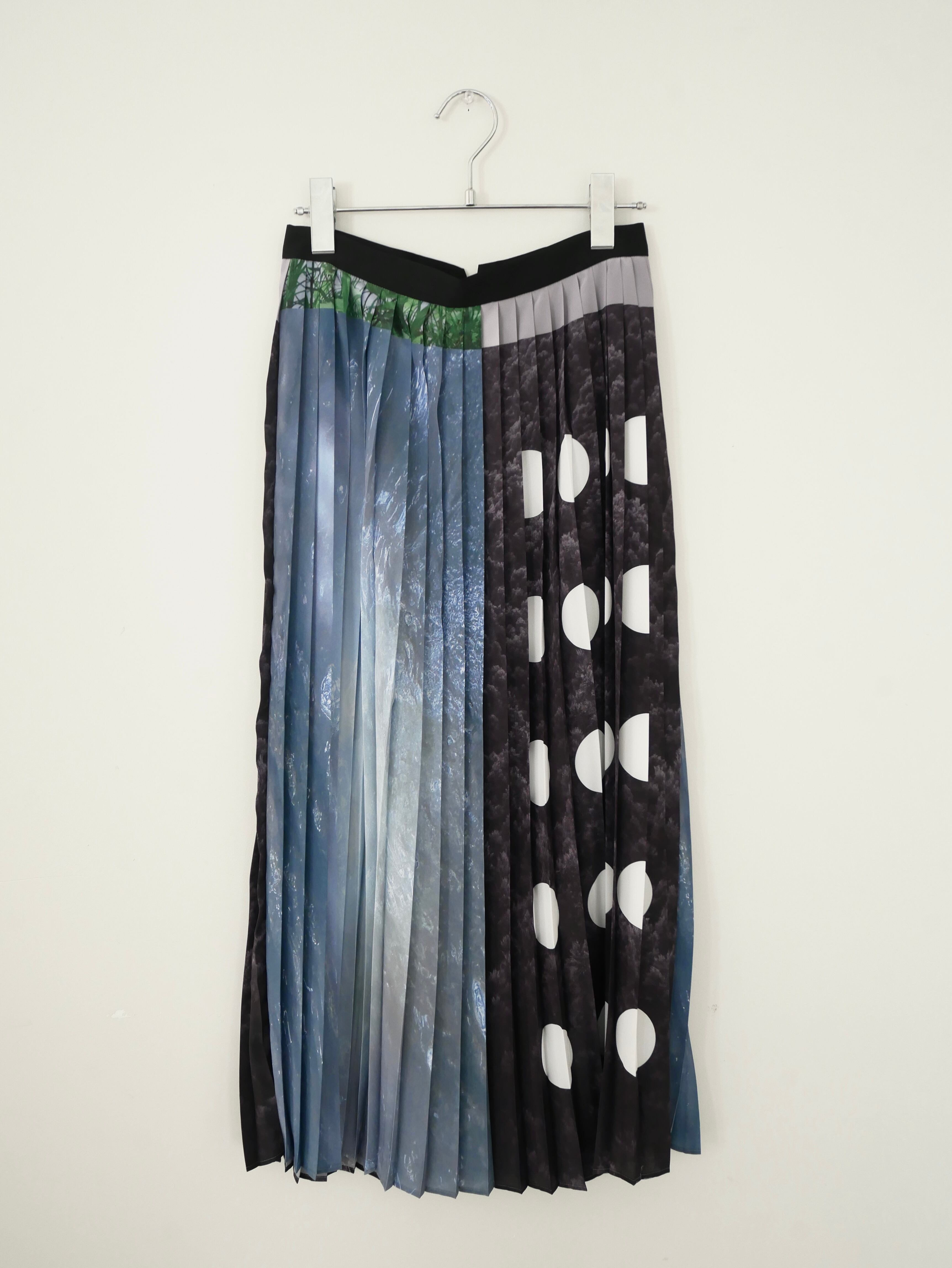 RITSUKO KARITA Collage print pleats skirt〔rich〕/Black・Red