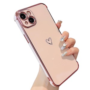 【新着特価】ZTOFERA iPhone 14 用 ハートケース iPhone 14 ケース 柔軟な TPU シリコン スマホケース メッキ加工 ソフト 軽量 耐衝撃 おしゃれ 韓国 可愛い アイフォン 14 ケース 女子 女性 心パターン 携帯電話カバー ワイヤレス充電対応 (ピンク)