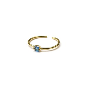 S925 SQUARE BLUE ZIRCONIA RING GOLD