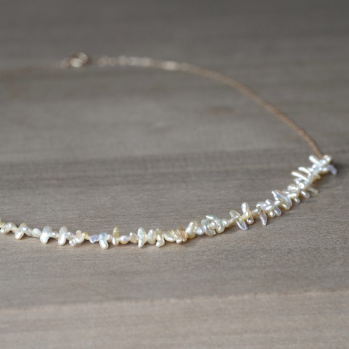 [送料無料] K18 Baby Akoya Keshi Pearl(gold color) gold chain Necklace(PNK007)