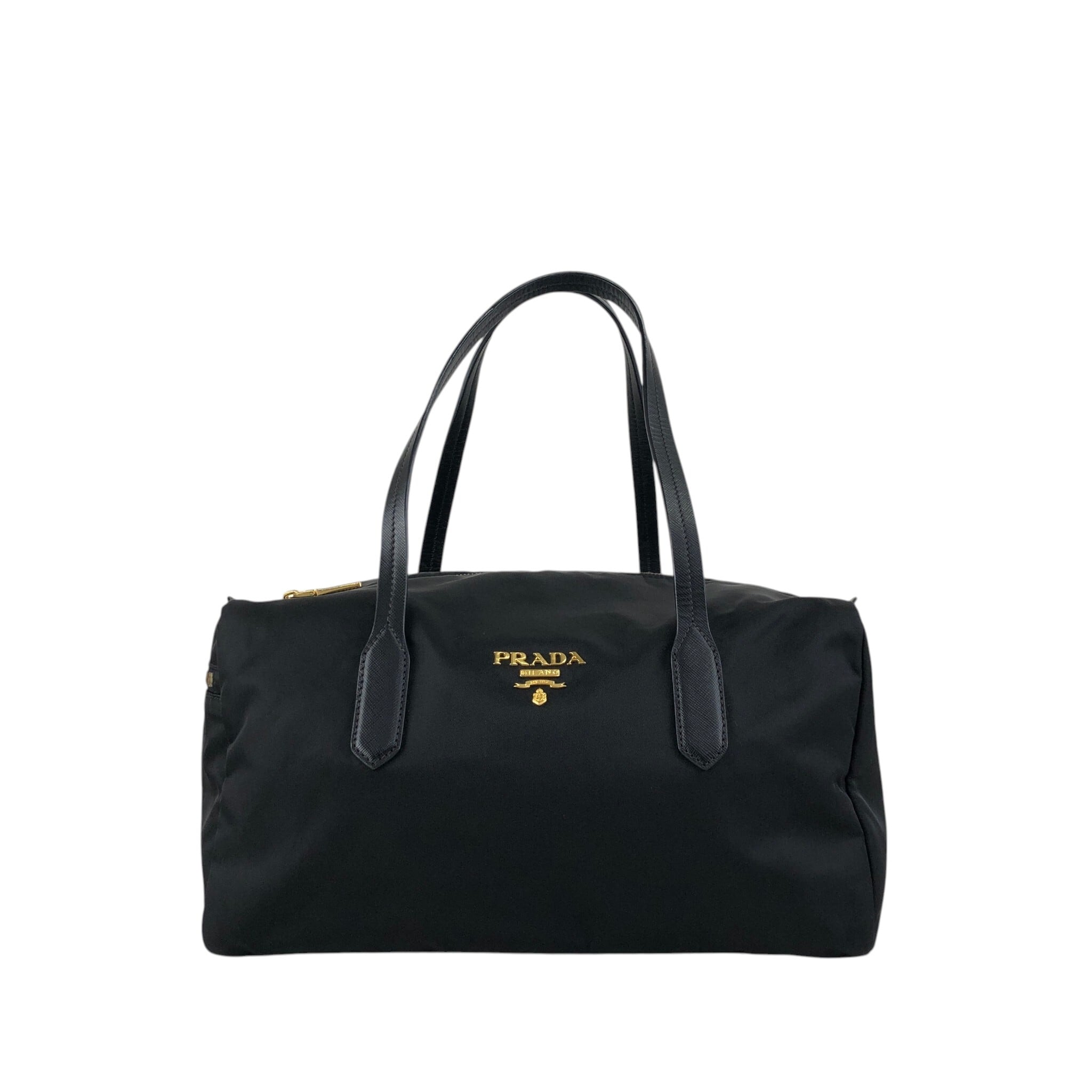 PRADA プラダ ハンドバッグ ブラック ロゴ ナイロン ミニボストン