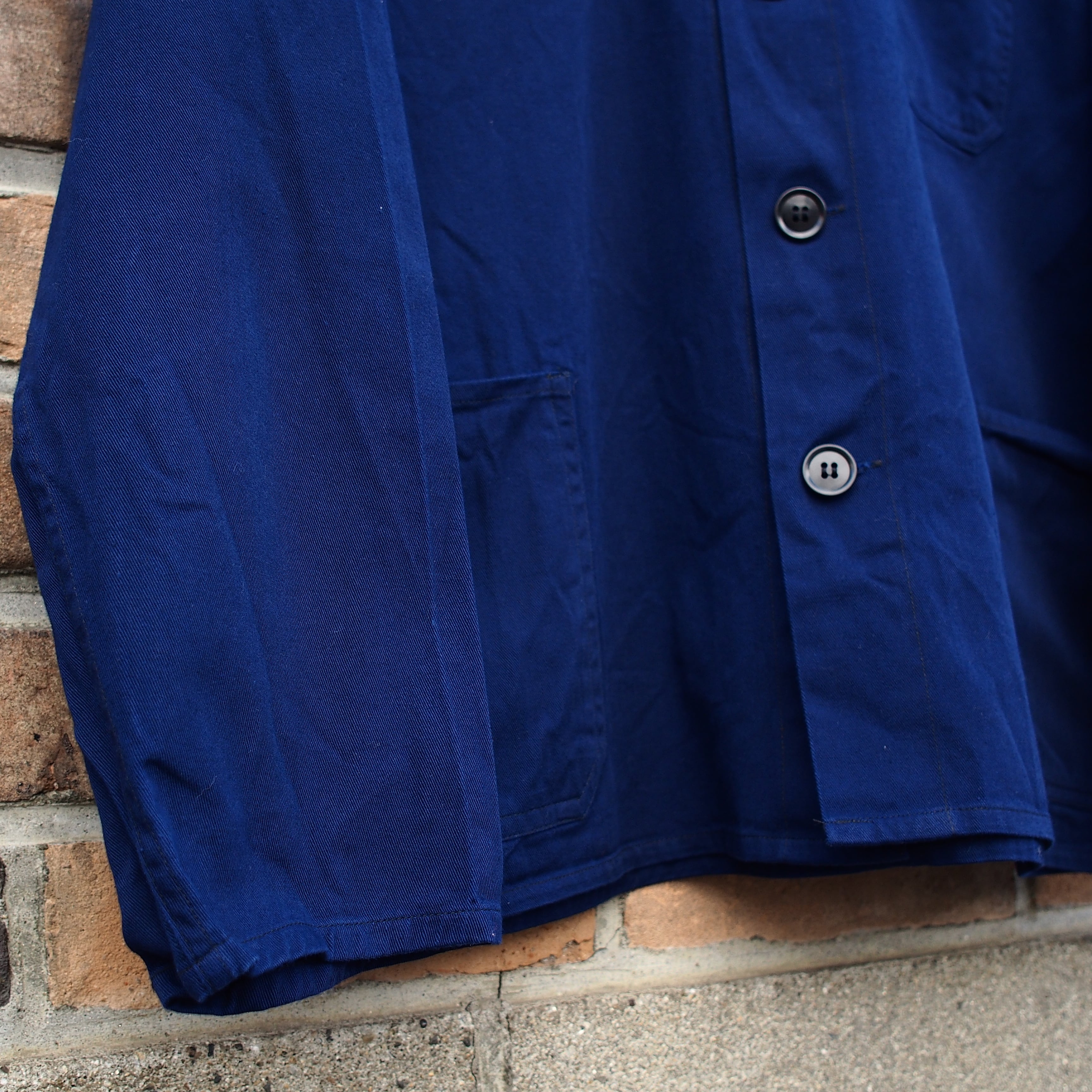 60〜70s フレンチ チャイナ服 カバーオール 青みのある紺 ユーロ