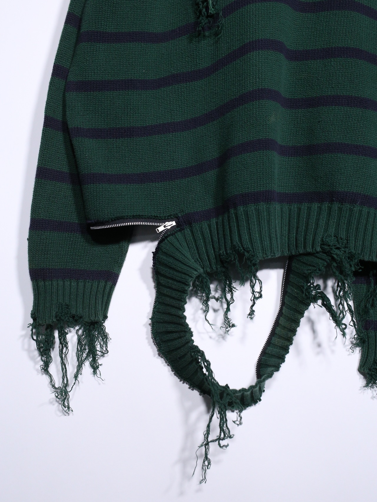 REMAKE / zipper custom border boro knit - 17