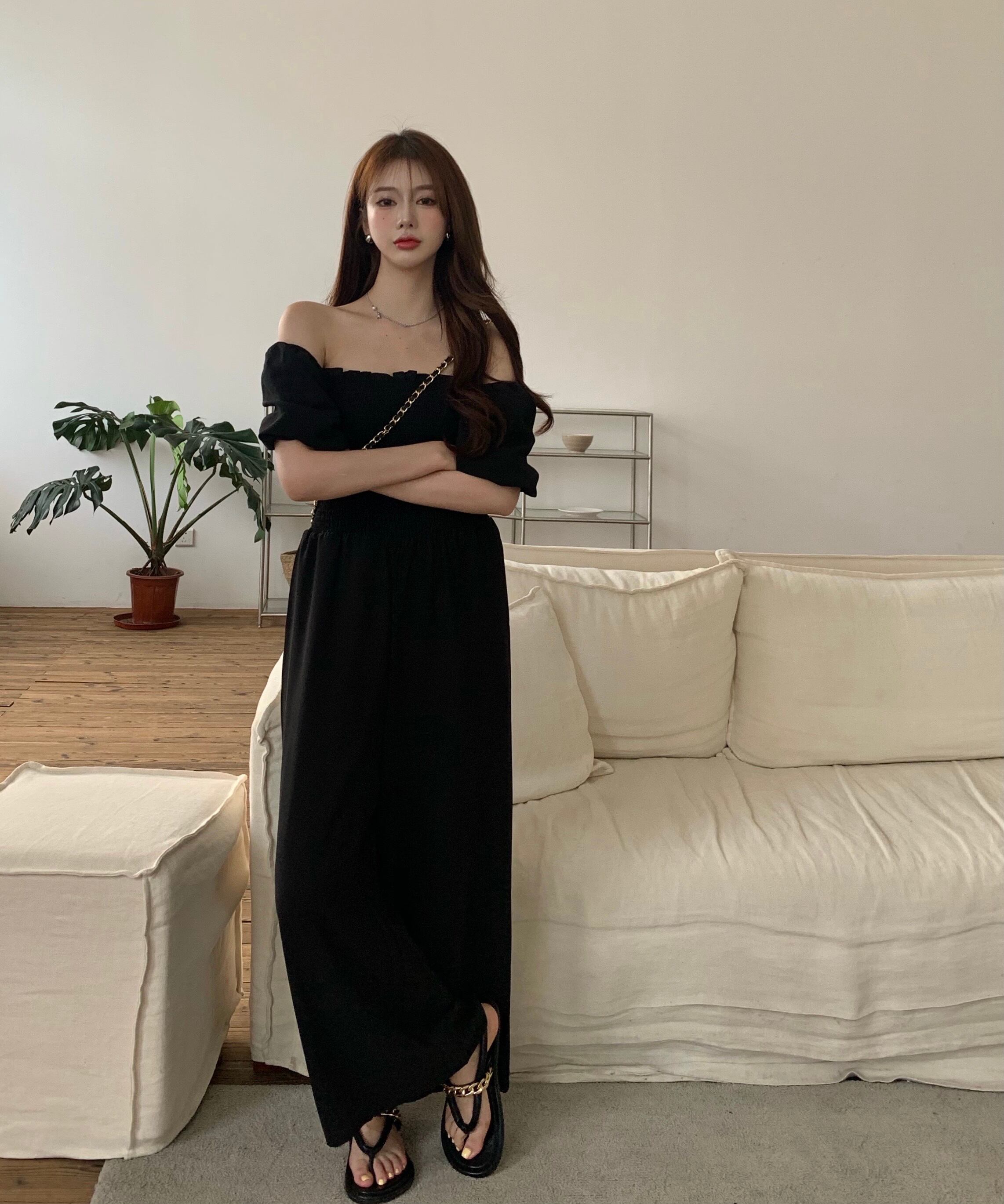 トップス ジャンプスーツ オールインワン サマー薄手スタイルブラックパンツ 夏物 ブラックストロベリース16816731208