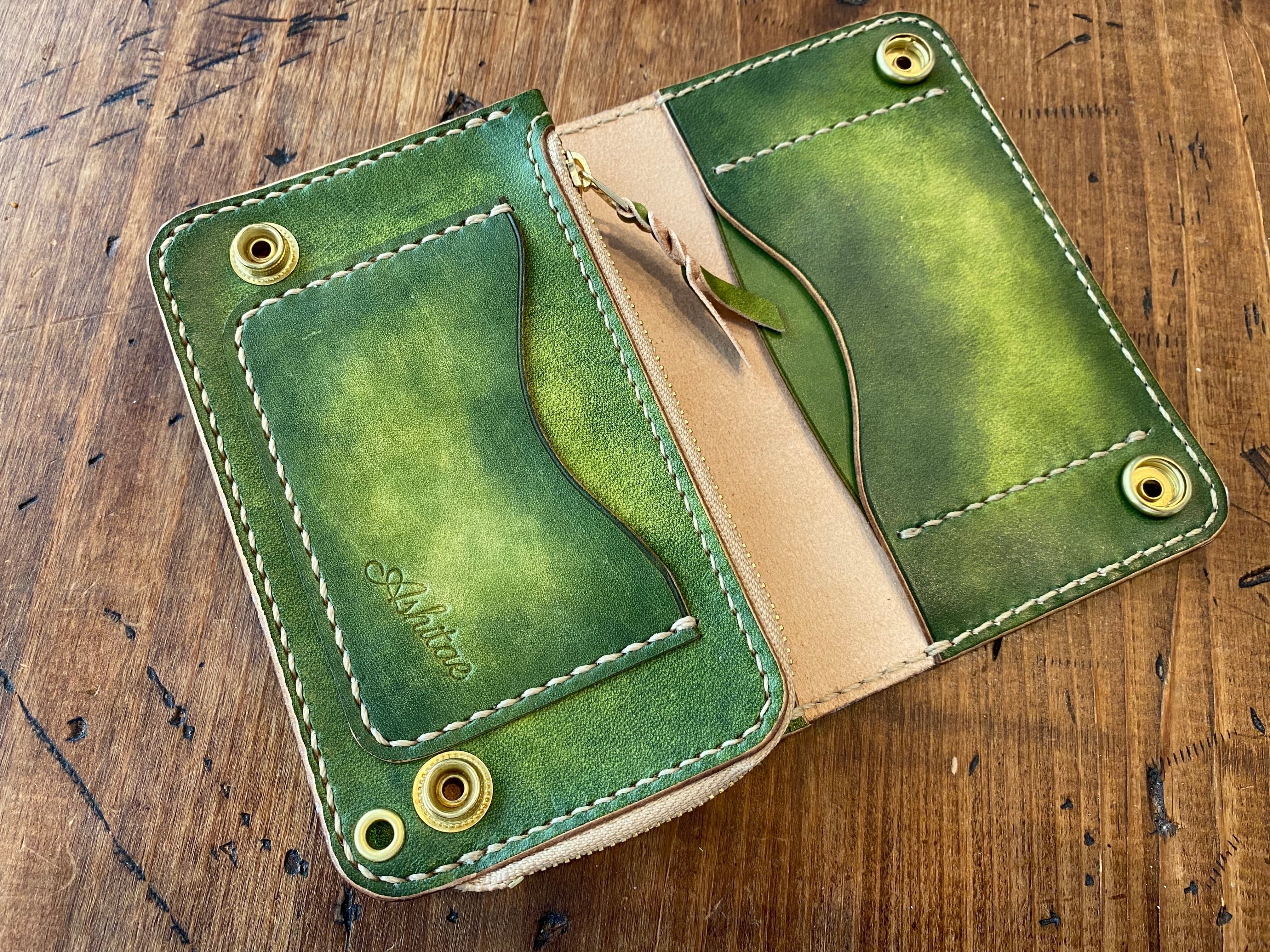 トラッカーウォレット ショート グリーン 緑 財布 | ashitae