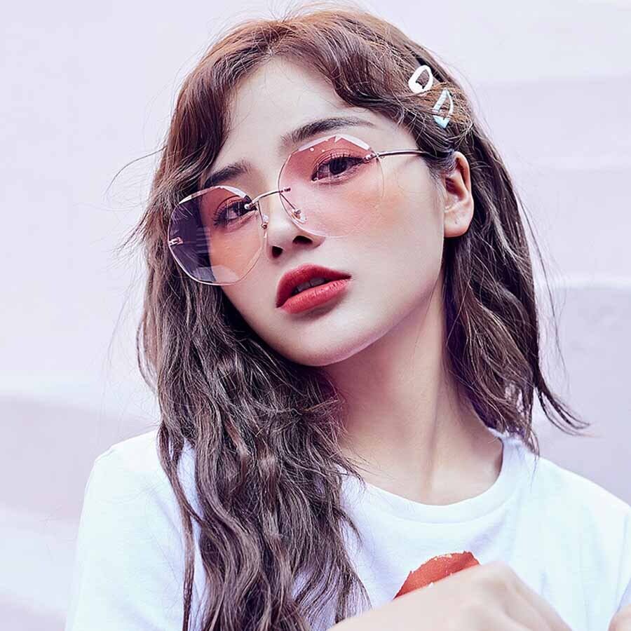 サングラス フレームレス UVカット UV対策 眼鏡 メガネ 小顔効果