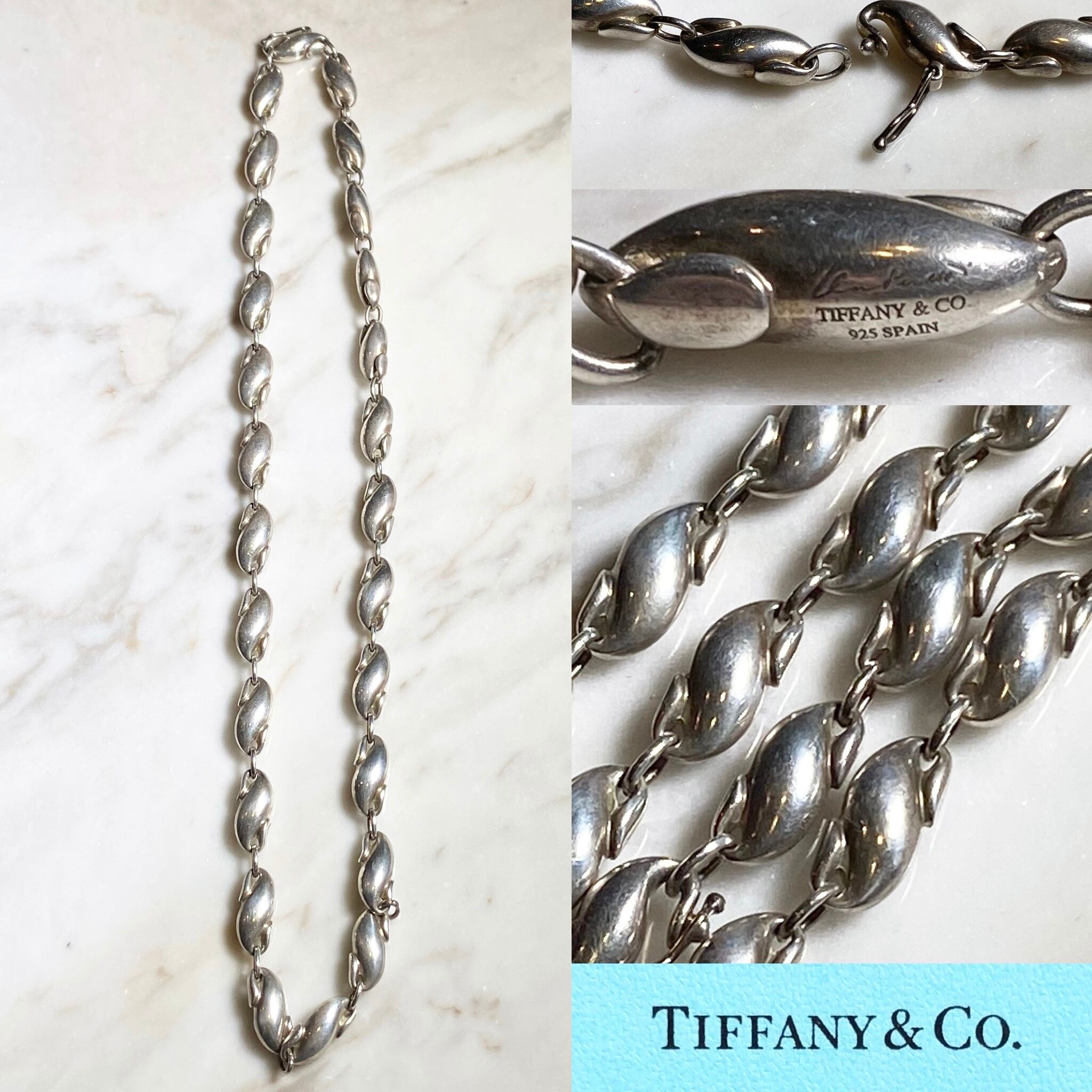 special vintage TIFFANY heavy gauge silver link chain necklace 