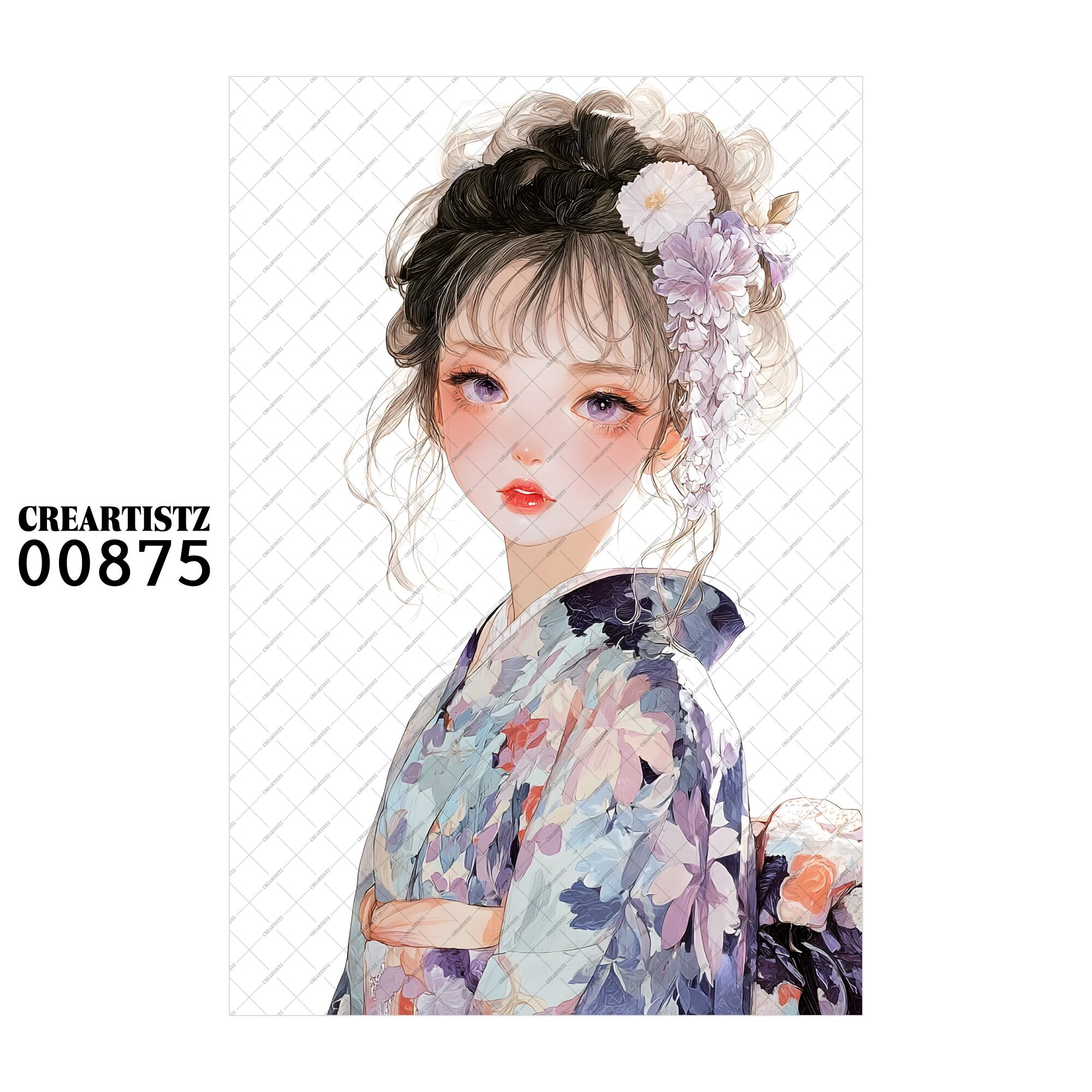 00875 ガール キュート オリジナル ペーパー/ステッカー 4枚セット CREARTISTZ
