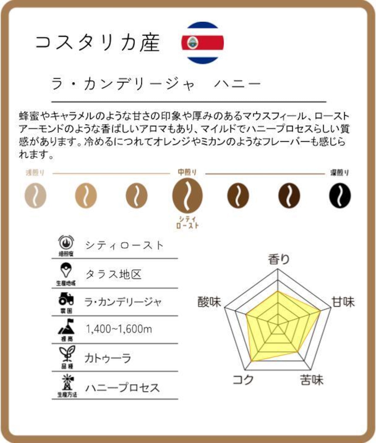 コスタリカ 200g ラ・カンデリージャ ハニー