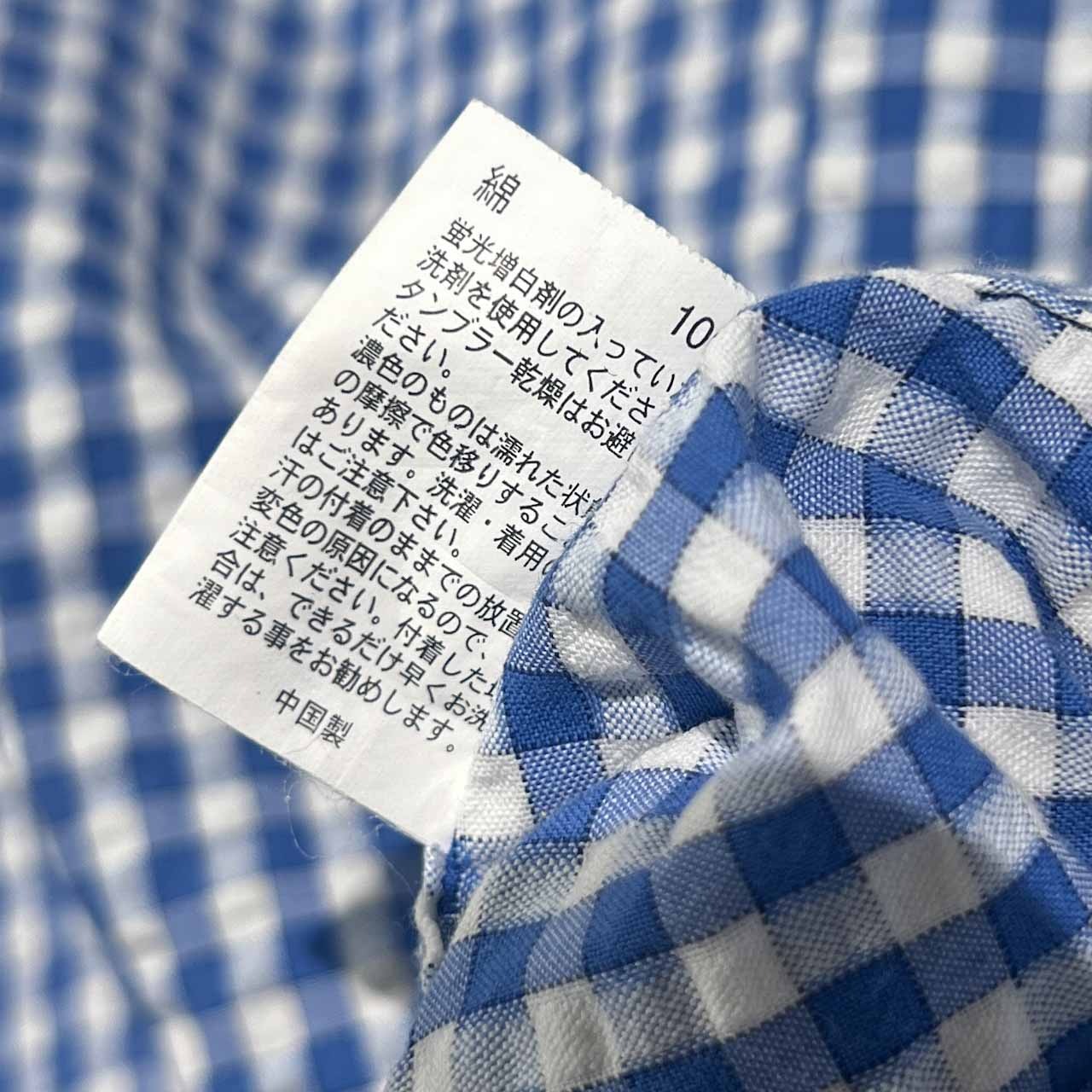 Brooks Brothers ブルックスブラザーズ ギンガムチェック BD シアサッカー 半袖シャツ L/ブルー系 メンズ