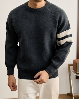 ボーダー クルーネックニット 3色 A0100