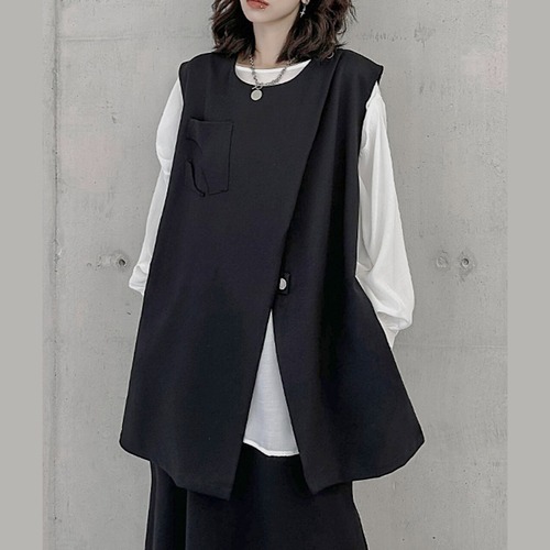 Front split back zip vest C0190