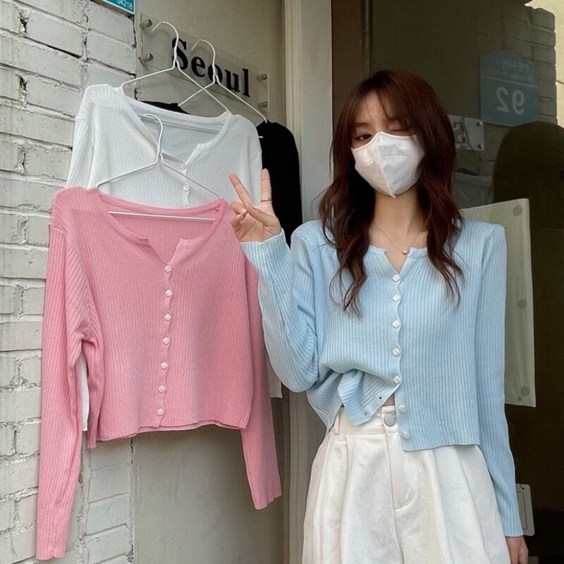 オータムセーター レディースVネックスリムショートカーディガンジャケット ロング 秋物 1号婦人65740252133