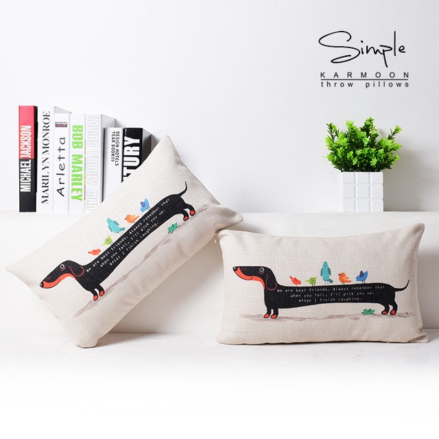 ソーセージ犬クッションカバーダックスフントソファチェア枕30 × 50センチリネンコットン枕カバー熱い販売ホームデコレーション