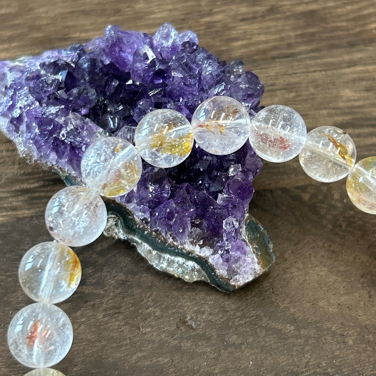 金魚水晶】ライモナイトインクォーツ♪9ミリ♪天然石♪天然石 