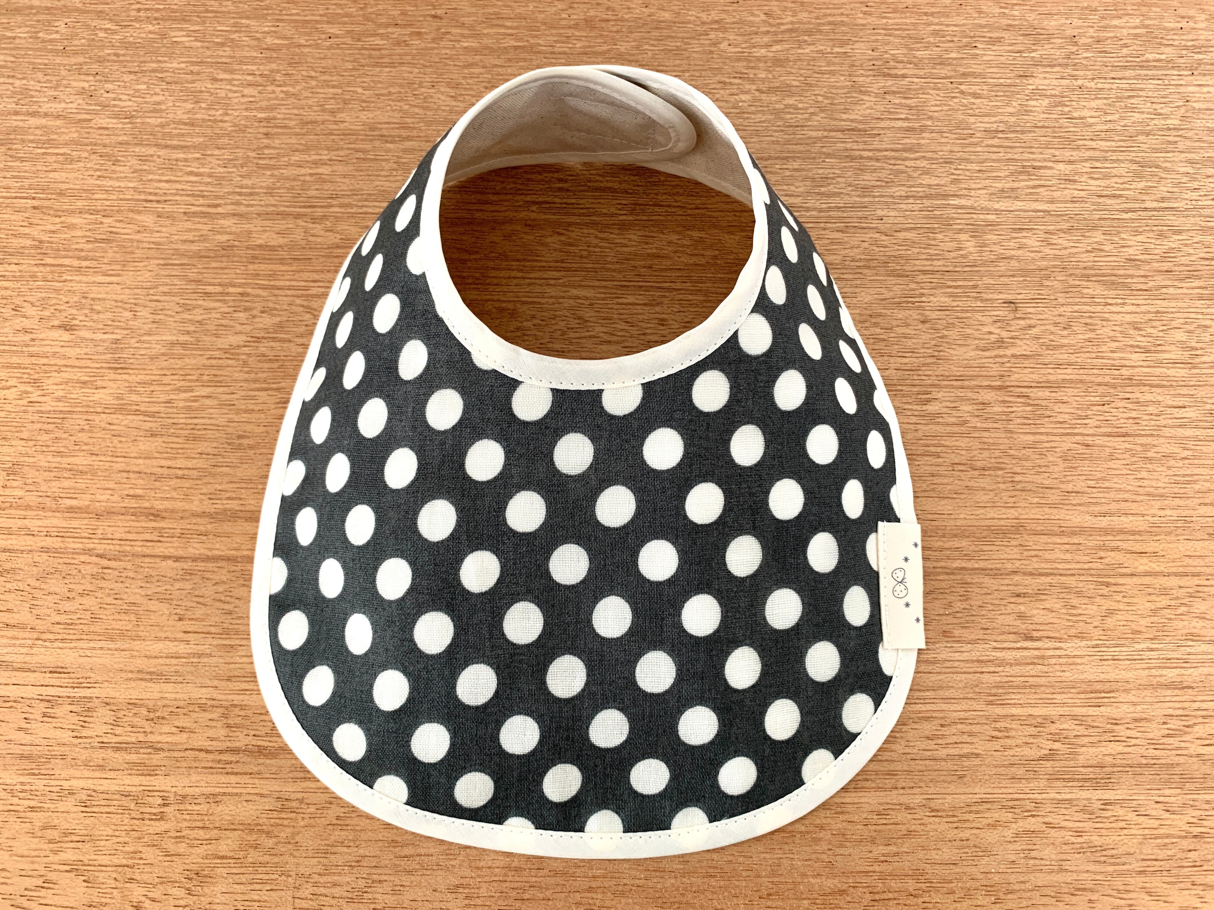 リバーシブルベビースタイ・グレー水玉スタイ | baby ba-ba（ベビー