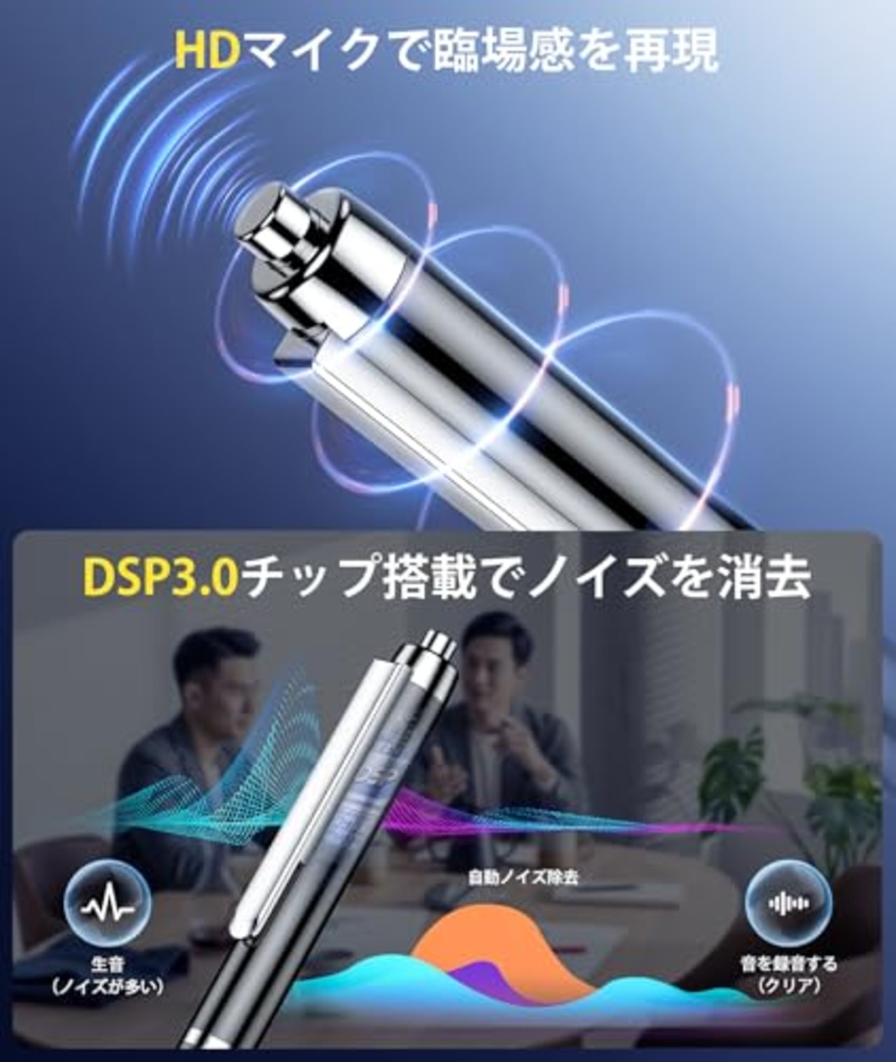 【64GB】ボイスレコーダー 録音機 内蔵Type-CポートでスマートフォンとOTG接続可能な双方向転送対応 ICレコーダー 会議 授業 インタビューシーンでの連続分割録音とミュージックプレイヤー mp3プレーヤー 音楽プレイヤー機能を兼備 高感度 多機能 簡単操作 大容量バッテリーで Android/iOS/Windows/Mac対応