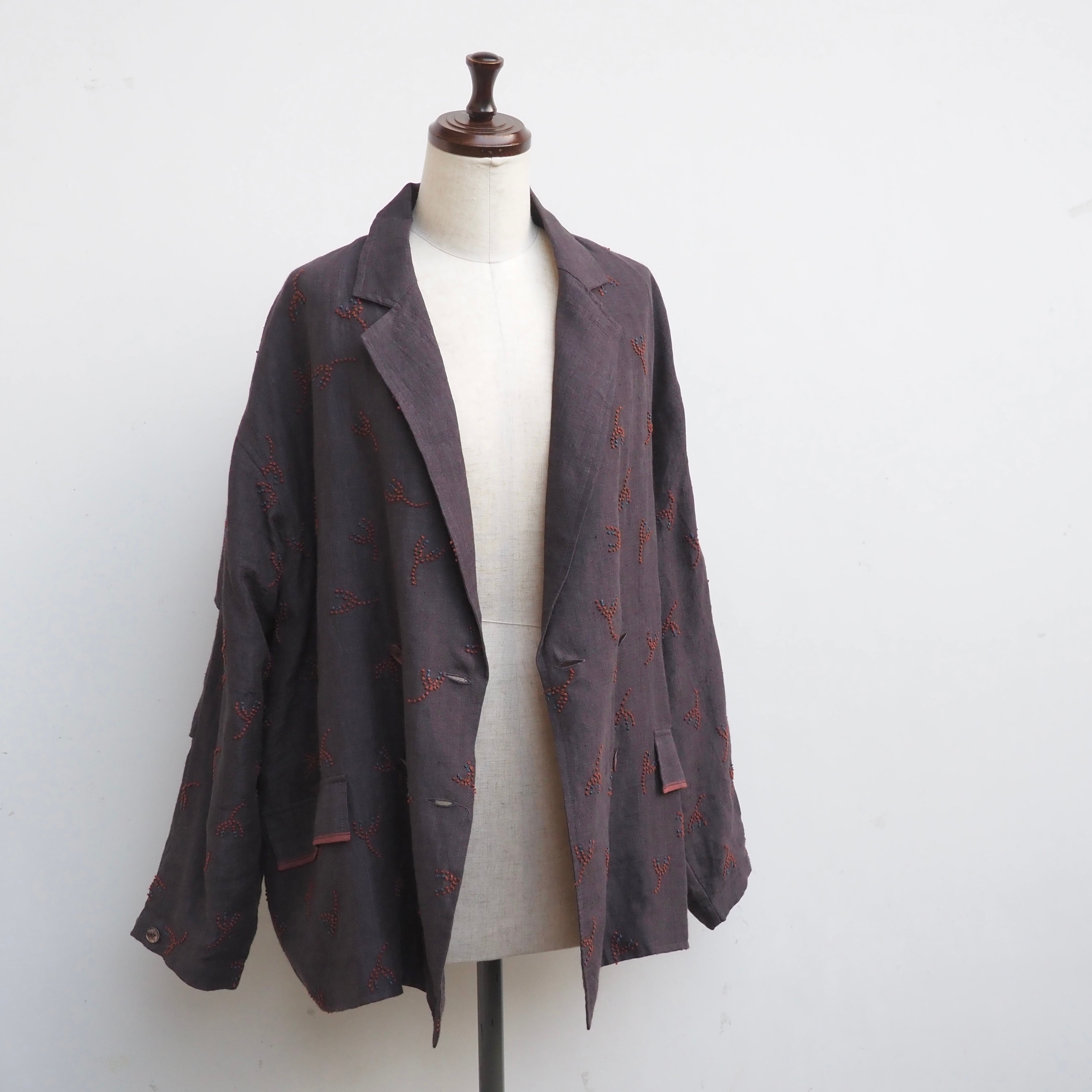 BUNON/Linen Over Jacket /オーバージャケット(black・ecru)