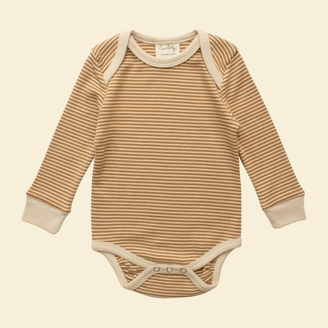 【Ziwi Baby】Long-sleeve Bodysuit - Ochre Stripe