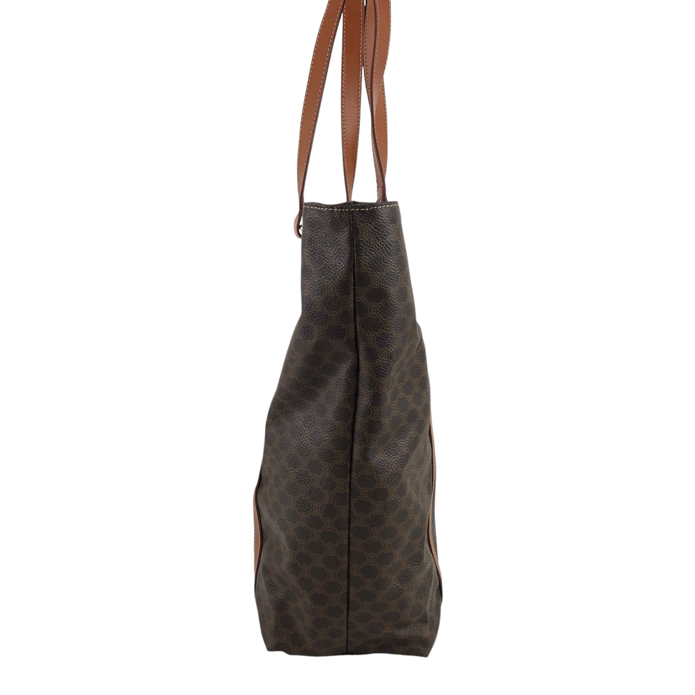 CELINE セリーヌ マカダム トートバッグ ブラウン ブラゾン型押し PVC