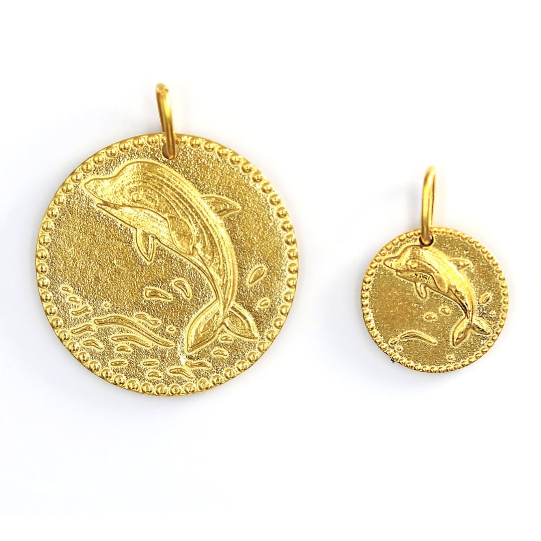 純金『イルカ』コイン(小)約1 g ペンダントトップのみ【JUNGOLD】