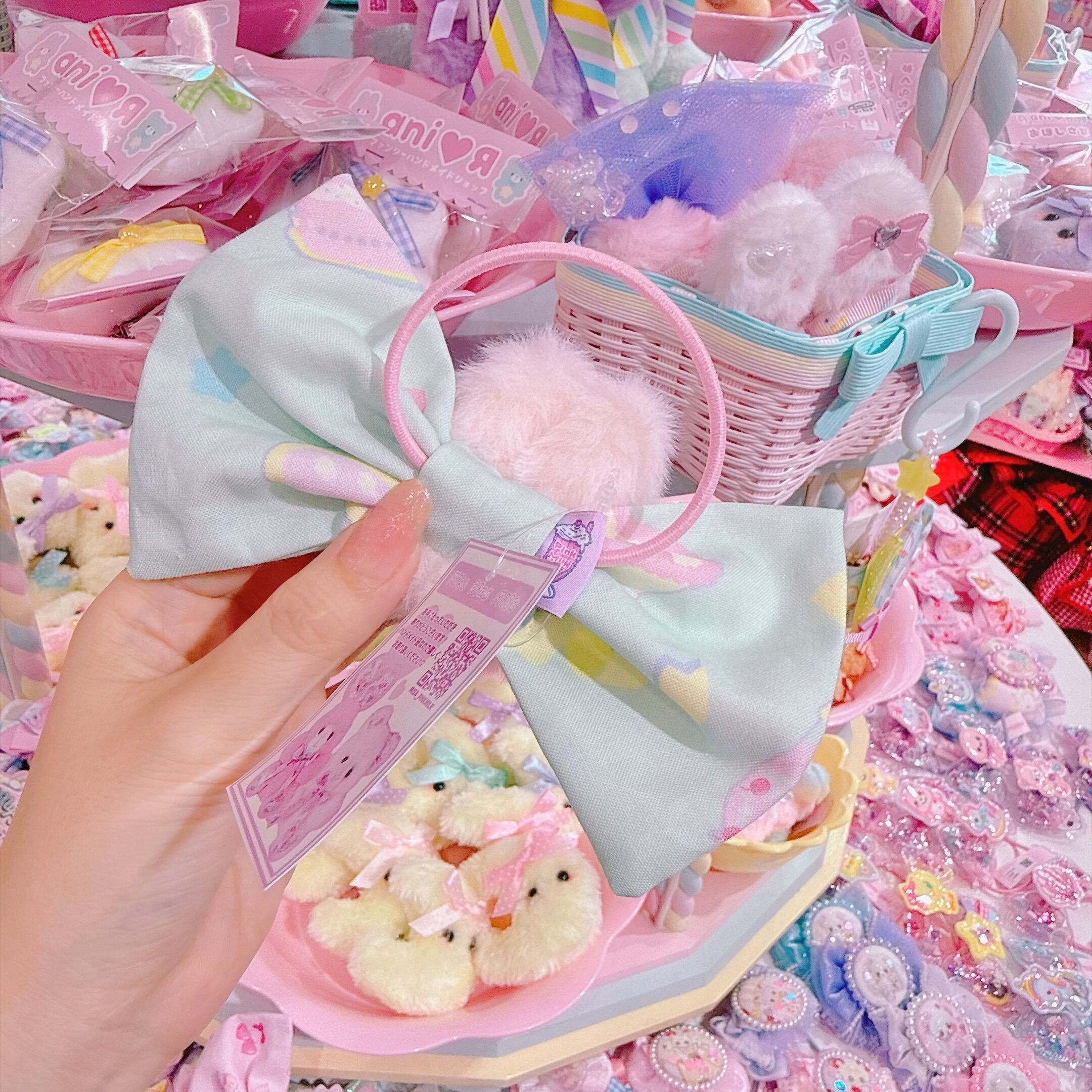 【A4】110-8ぬいぐるみ付きリボン　ヘアゴム