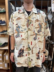 HOUSTON/ヒューストン 歌川国芳 COTTON RAYON ALOHA SHIRT (隅田川之朝霧)/アロハシャツ