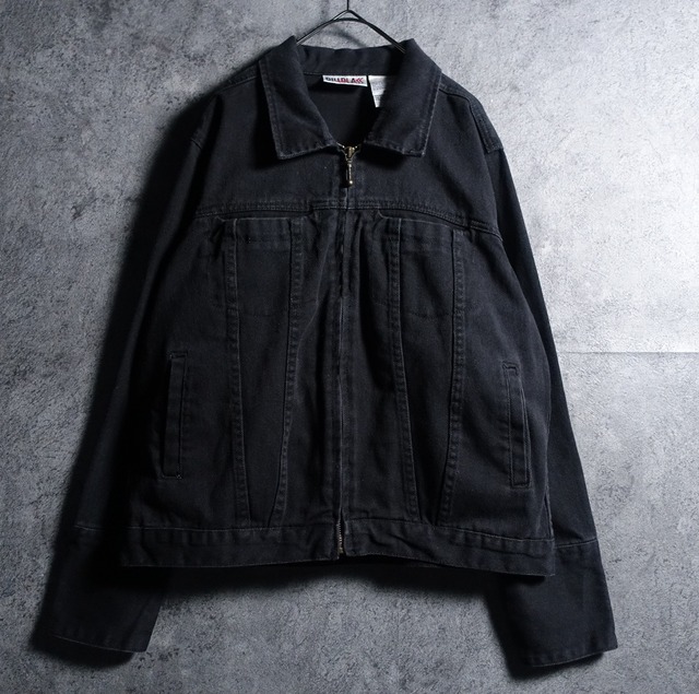 "BILLBLASS" Black Short Length Zip Denim Jacket