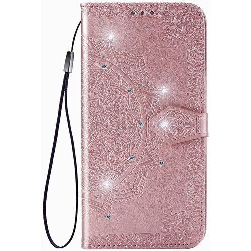 に適用するAQUOS Sense8 SHG11 SH-54D ケース 手帳型 ノートブック型携帯保護カバー多機能携帯ホルスター財布携帯ホルダーバンプパターンテクスチャ耐久性摩擦耐性携帯ケース男性と女性に適した多色オプション zマンダラローズゴールド 2720